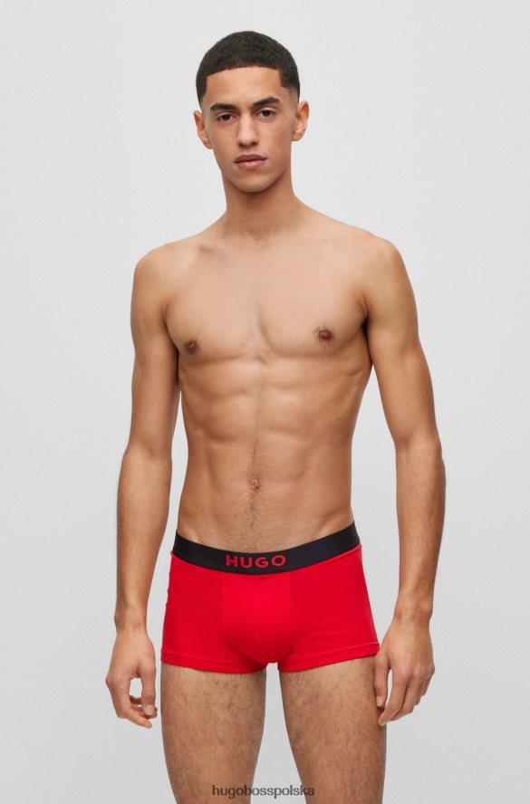 Hugo Boss dwupak czarnych spodenek z logo i paskiem w talii, z elastycznej bawełny hugo Czarny czerwony R0X0H63255