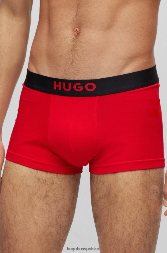 Hugo Boss dwupak czarnych spodenek z logo i paskiem w talii, z elastycznej bawełny hugo Czarny czerwony R0X0H63255