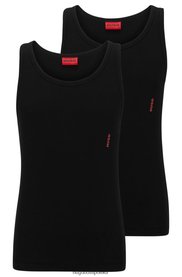 Hugo Boss dwupak kamizelek bieliźnianych z logo, z elastycznej bawełny, w kolorze czarnym hugo czarny R0X0H62944