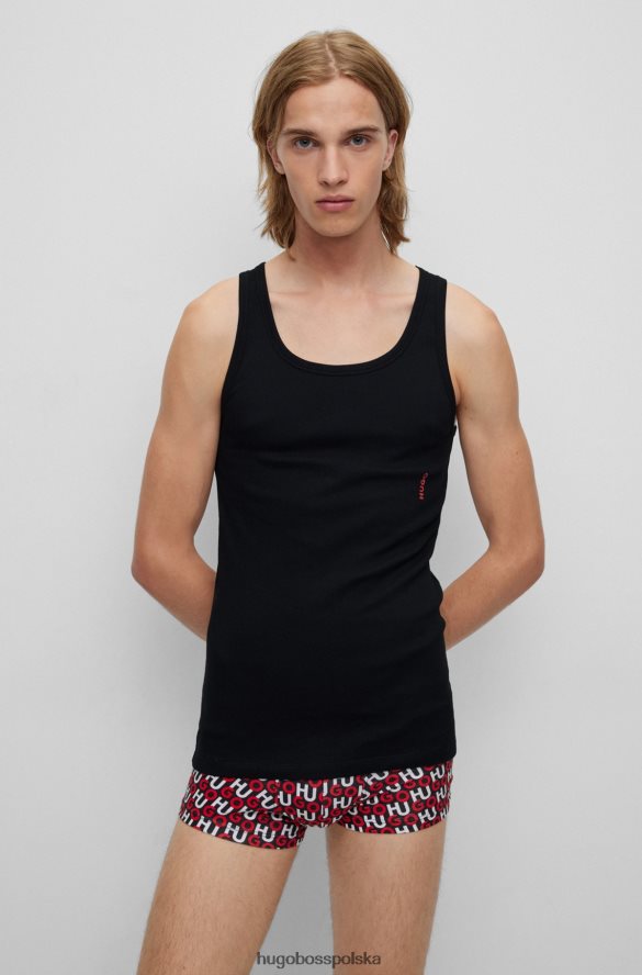 Hugo Boss dwupak kamizelek bieliźnianych z logo, z elastycznej bawełny, w kolorze czarnym hugo czarny R0X0H62944