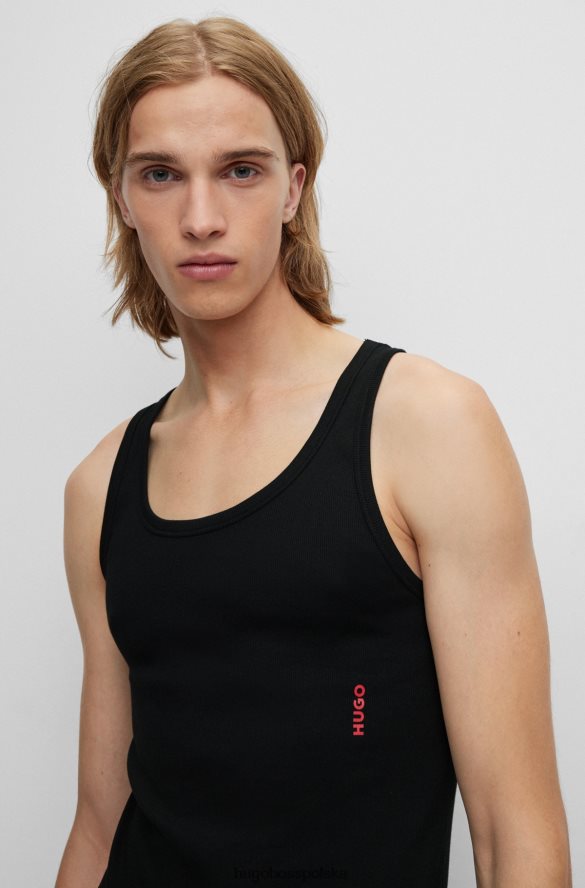 Hugo Boss dwupak kamizelek bieliźnianych z logo, z elastycznej bawełny, w kolorze czarnym hugo czarny R0X0H62944