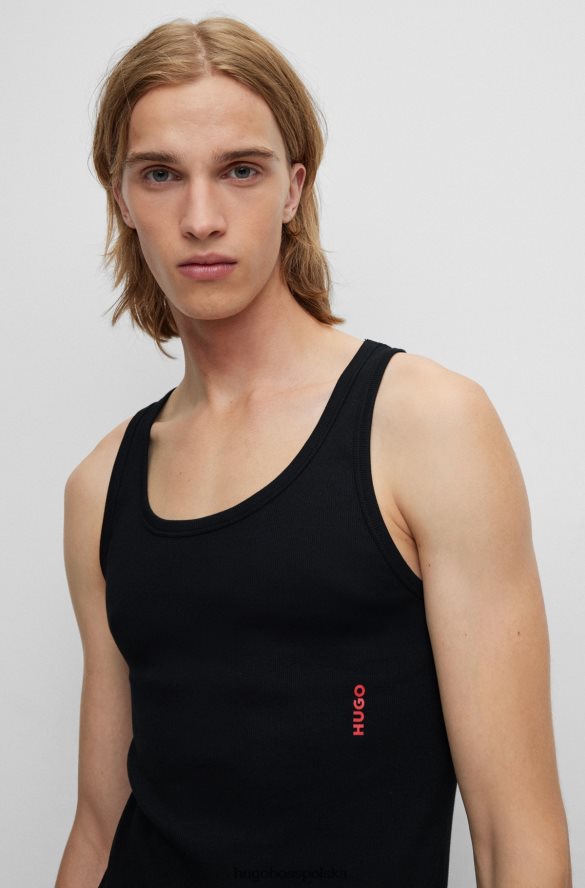 Hugo Boss dwupak kamizelek bieliźnianych z logo, z elastycznej bawełny, w kolorze czarnym hugo czarny R0X0H62944