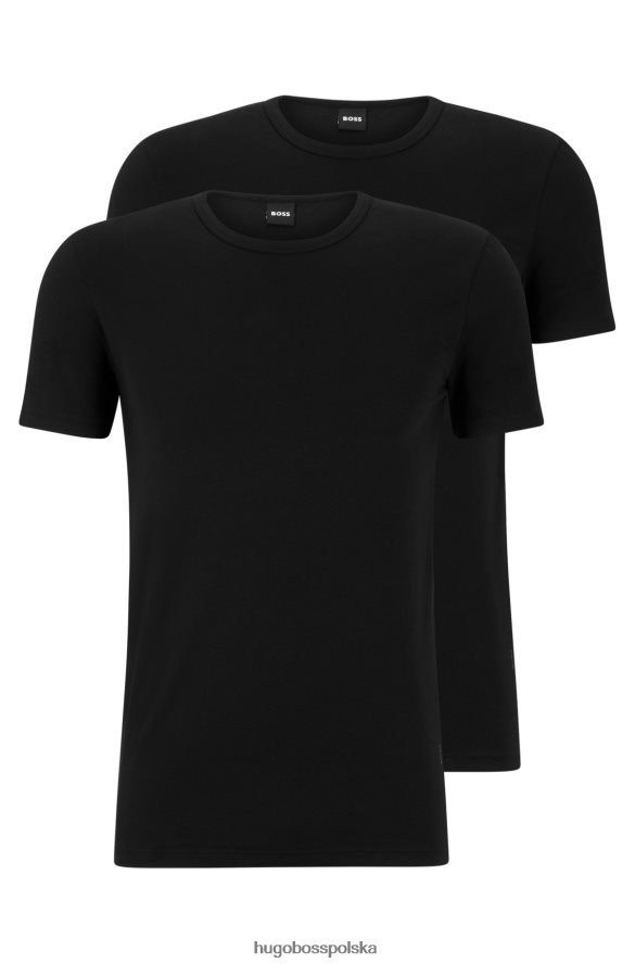 Hugo Boss dwupak koszulek bieliźnianych ze stretchu bawełnianego z logo hugo w kolorze czarnym czarny R0X0H62927
