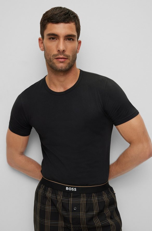 Hugo Boss dwupak koszulek bieliźnianych ze stretchu bawełnianego z logo hugo w kolorze czarnym czarny R0X0H62927