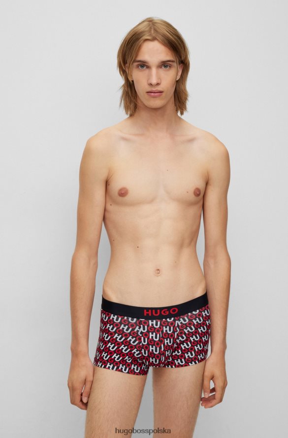 Hugo Boss dwupak spodenek z logo i paskiem w talii, z elastycznej bawełny w kolorze jasnoczerwonym hugo jasnoczerwony R0X0H62816