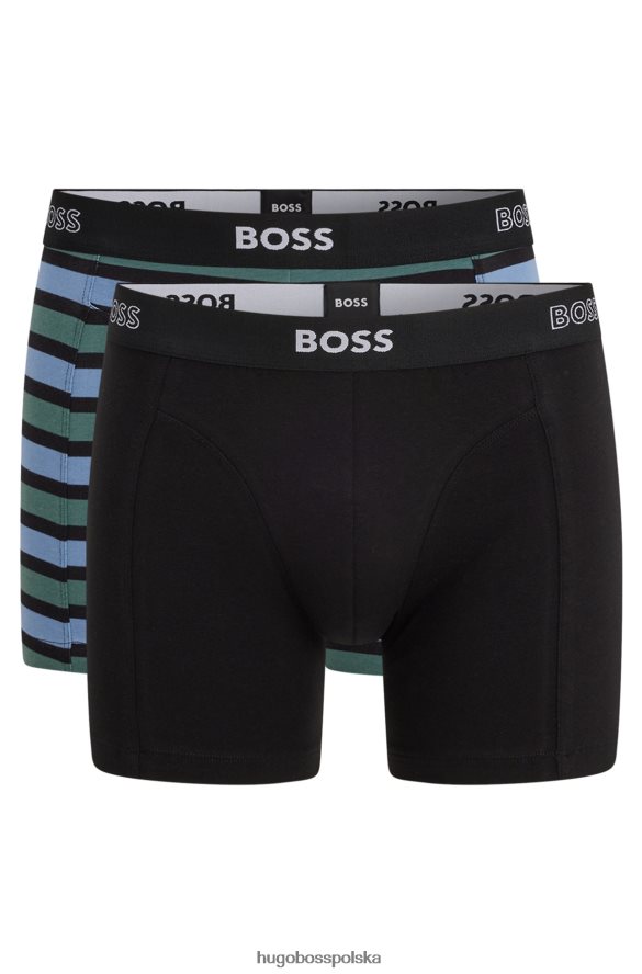 Hugo Boss dwupak wzorzystych bokserek z rozciągliwej bawełny z logo hugo w pasie wzorzyste R0X0H63293