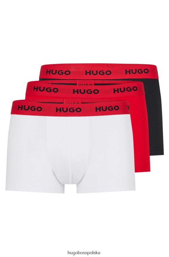 Hugo Boss hugo – Czarny trzypak spodenek z logo i paskiem w talii, z elastycznej bawełny czarny/czerwony/biały R0X0H62808