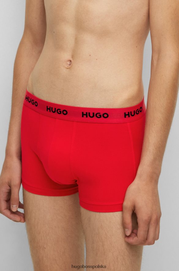 Hugo Boss hugo – Czarny trzypak spodenek z logo i paskiem w talii, z elastycznej bawełny czarny/czerwony/biały R0X0H62808
