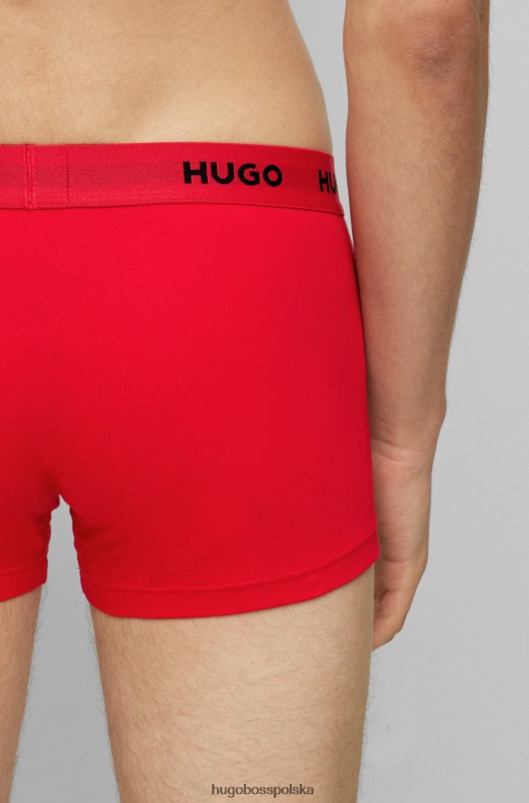Hugo Boss hugo – Czarny trzypak spodenek z logo i paskiem w talii, z elastycznej bawełny czarny/czerwony/biały R0X0H62808