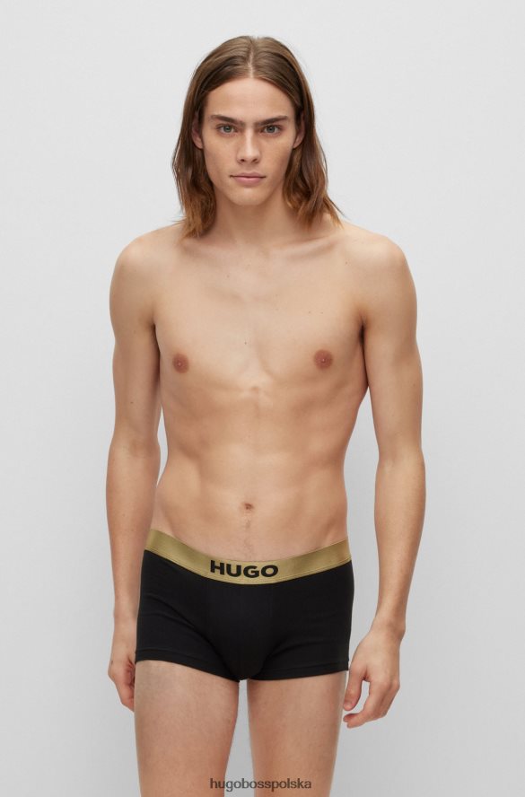 Hugo Boss hugo czarny dwupak bokserek z rozciągliwej bawełny z paskiem z logo czarny R0X0H62838