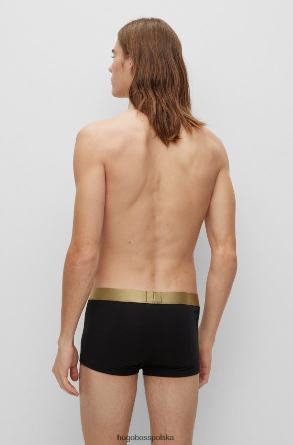 Hugo Boss hugo czarny dwupak bokserek z rozciągliwej bawełny z paskiem z logo czarny R0X0H62838