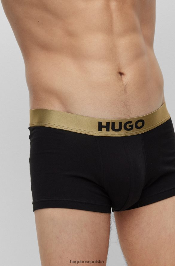 Hugo Boss hugo czarny dwupak bokserek z rozciągliwej bawełny z paskiem z logo czarny R0X0H62838