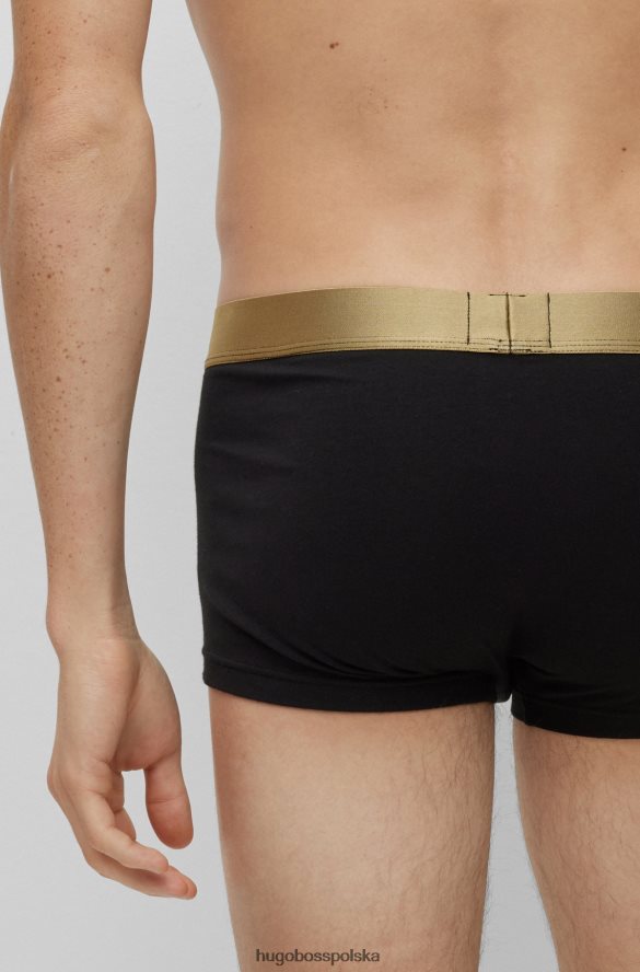 Hugo Boss hugo czarny dwupak bokserek z rozciągliwej bawełny z paskiem z logo czarny R0X0H62838