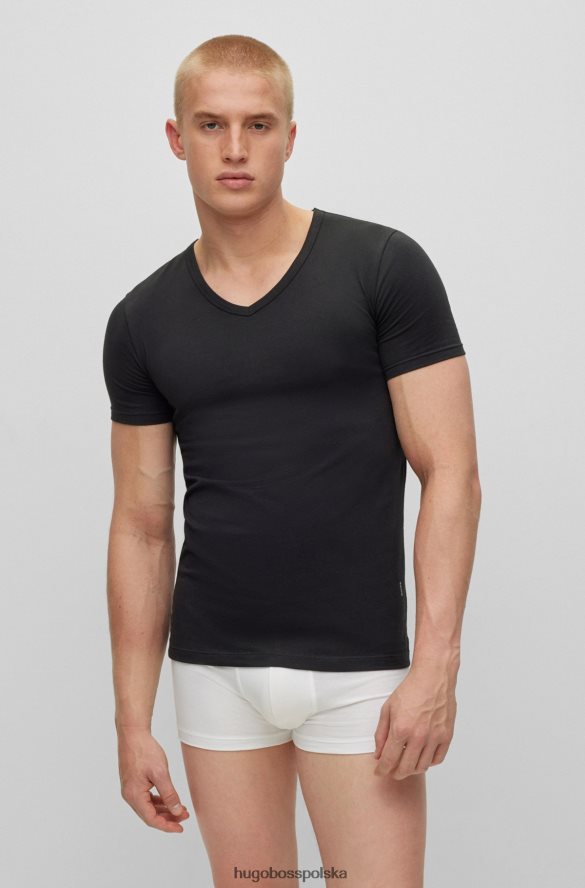 Hugo Boss hugo czarny dwupak dopasowanych T-shirtów z elastycznej bawełny czarny R0X0H63371
