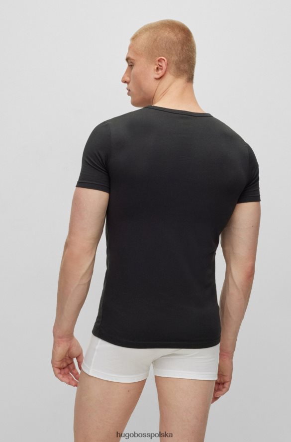 Hugo Boss hugo czarny dwupak dopasowanych T-shirtów z elastycznej bawełny czarny R0X0H63371