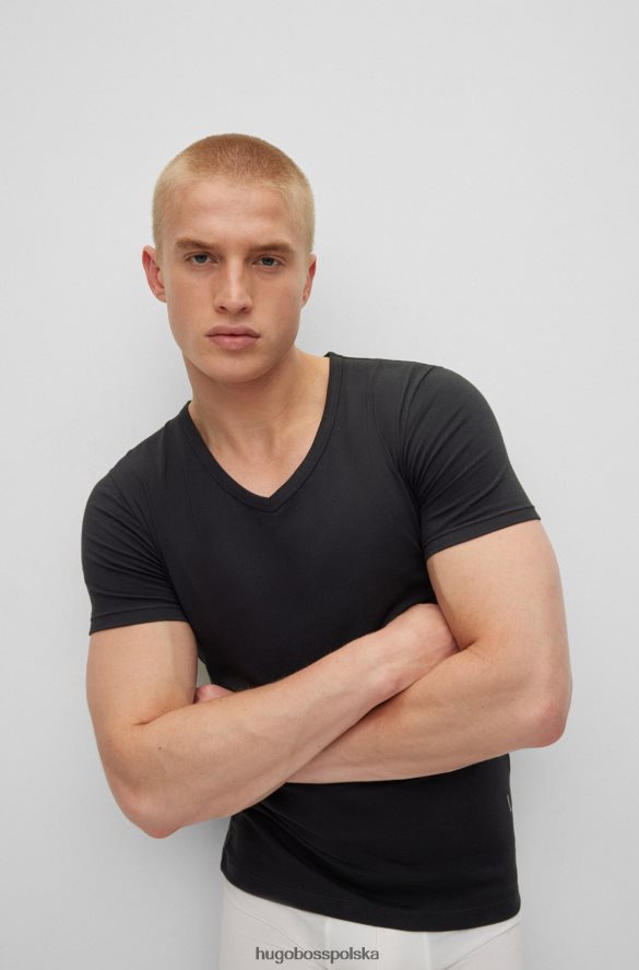 Hugo Boss hugo czarny dwupak dopasowanych T-shirtów z elastycznej bawełny czarny R0X0H63371