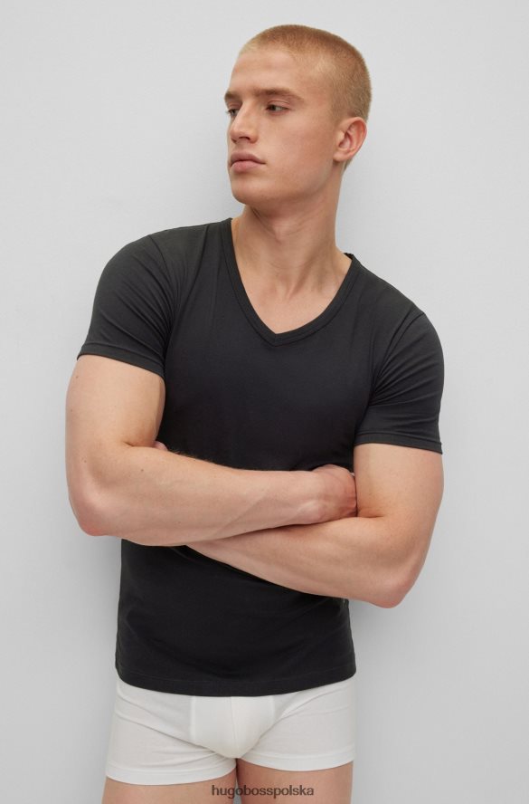 Hugo Boss hugo czarny dwupak dopasowanych T-shirtów z elastycznej bawełny czarny R0X0H63371