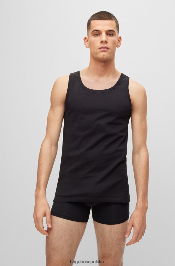 Hugo Boss hugo czarny trójpak bawełnianych podkoszulek bieliźnianych z haftowanymi logo czarny R0X0H62562