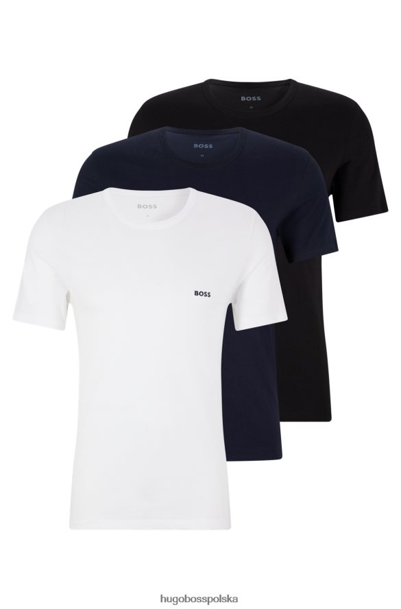 Hugo Boss hugo czarny trzypak bawełnianych T-shirtów z haftowanym logo czarny/biały/niebieski R0X0H61353