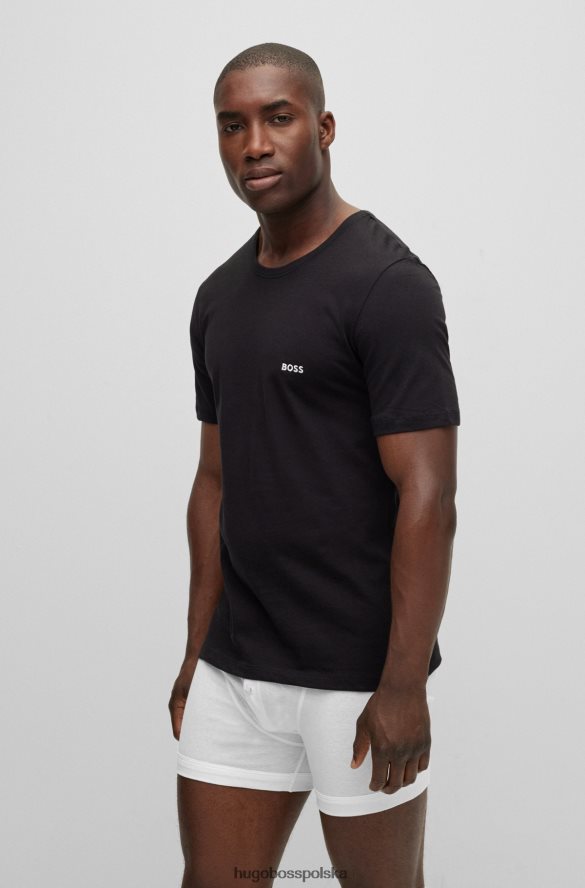 Hugo Boss hugo czarny trzypak bawełnianych T-shirtów z haftowanym logo czarny/biały/niebieski R0X0H61353
