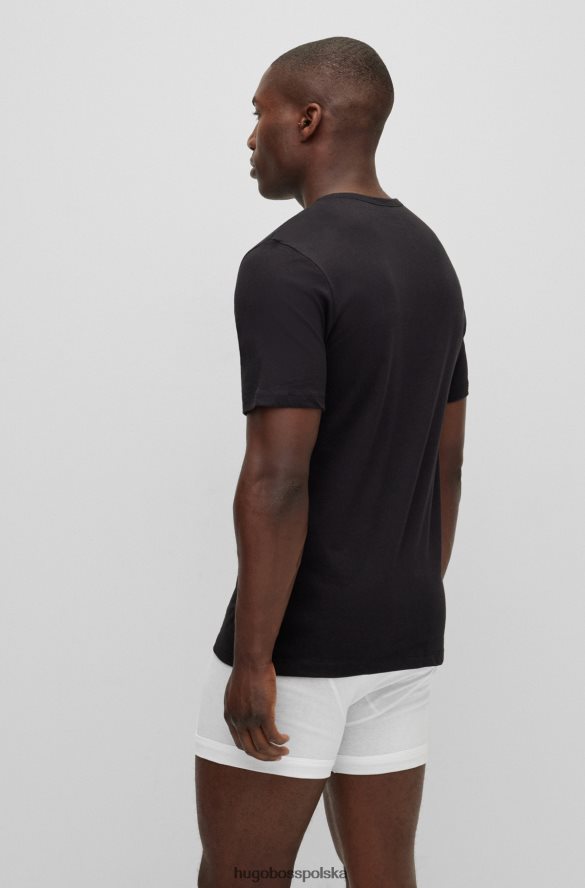 Hugo Boss hugo czarny trzypak bawełnianych T-shirtów z haftowanym logo czarny/biały/niebieski R0X0H61353