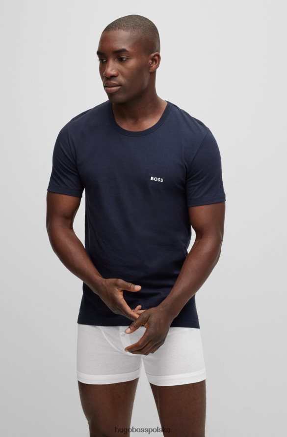 Hugo Boss hugo czarny trzypak bawełnianych T-shirtów z haftowanym logo czarny/biały/niebieski R0X0H61353
