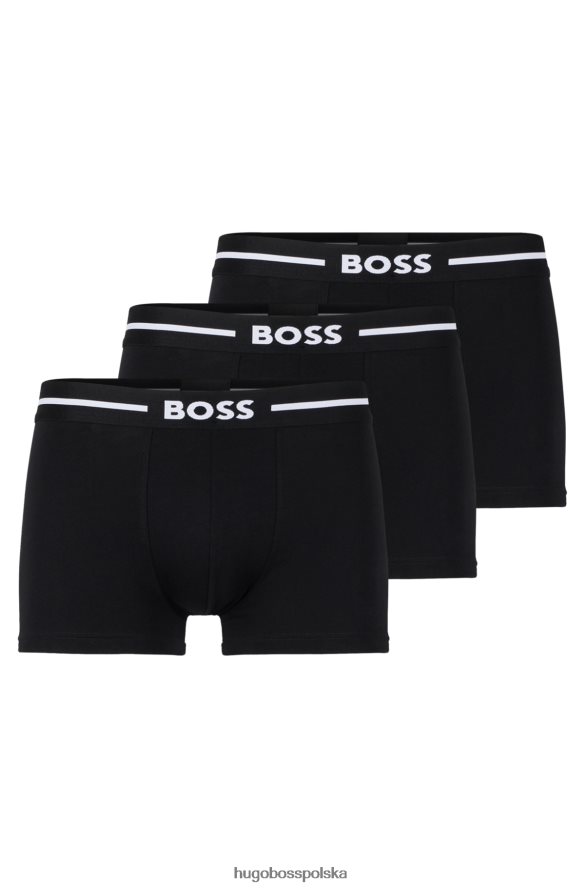 Hugo Boss hugo czarny trzypak bokserek z rozciągliwej bawełny z paskiem z logo czarny R0X0H64025