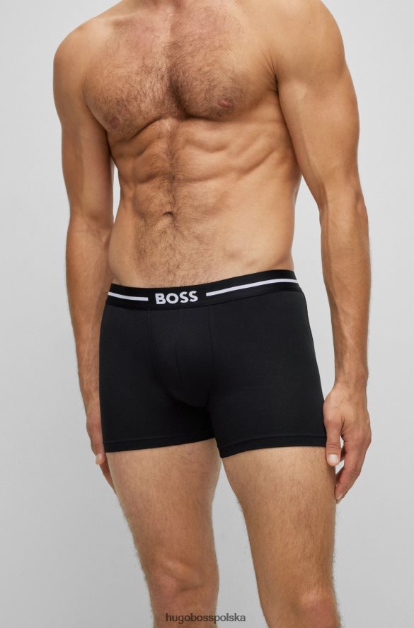 Hugo Boss hugo czarny trzypak bokserek z rozciągliwej bawełny z paskiem z logo czarny R0X0H64025