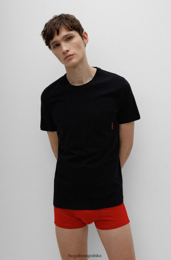 Hugo Boss hugo dwupak bawełnianych T-shirtów bieliźnianych z pionowym logo w kolorze czarnym czarny R0X0H61038