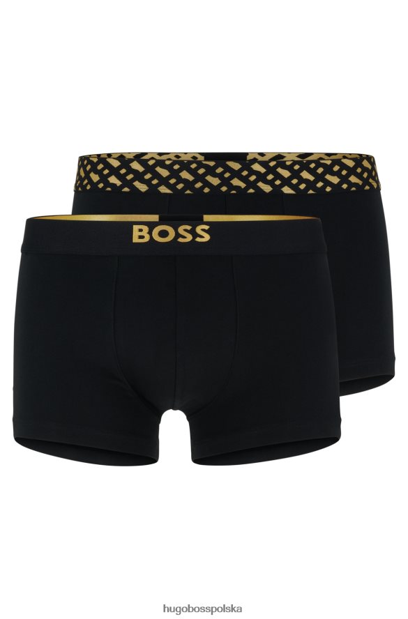 Hugo Boss hugo dwupak czarnych kąpielówek z rozciągliwej bawełny z markowymi paskami czarny R0X0H63123