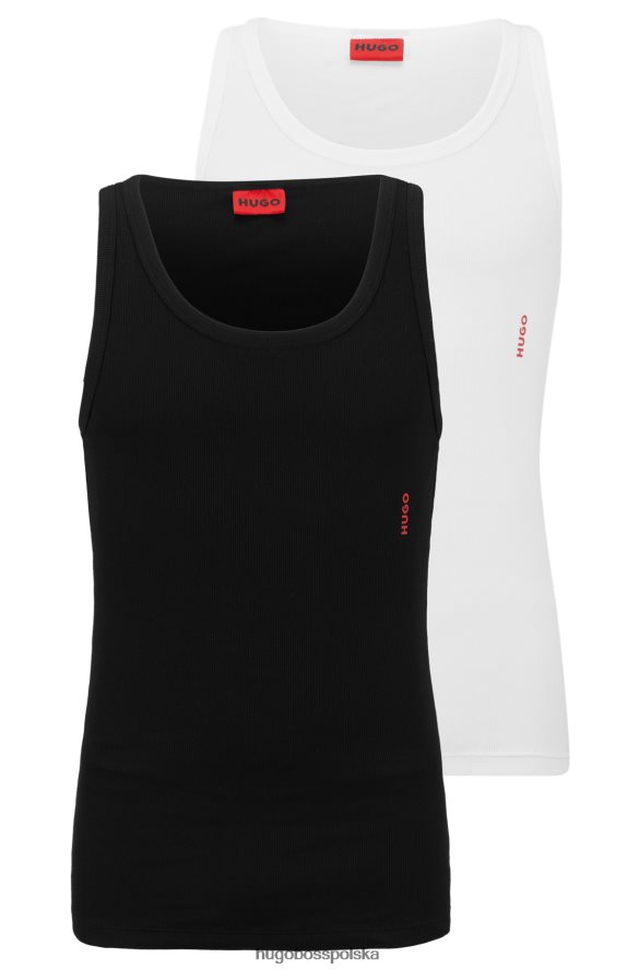 Hugo Boss hugo – dwupak kamizelek bieliźnianych z logo, z elastycznej bawełny, w kolorze białym biało-czarny R0X0H62943
