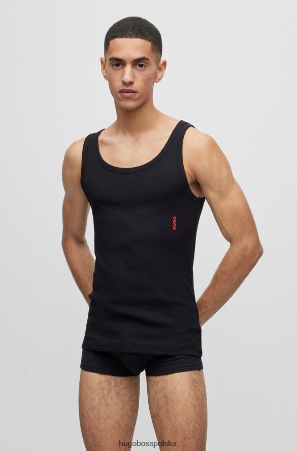 Hugo Boss hugo – dwupak kamizelek bieliźnianych z logo, z elastycznej bawełny, w kolorze białym biało-czarny R0X0H62943