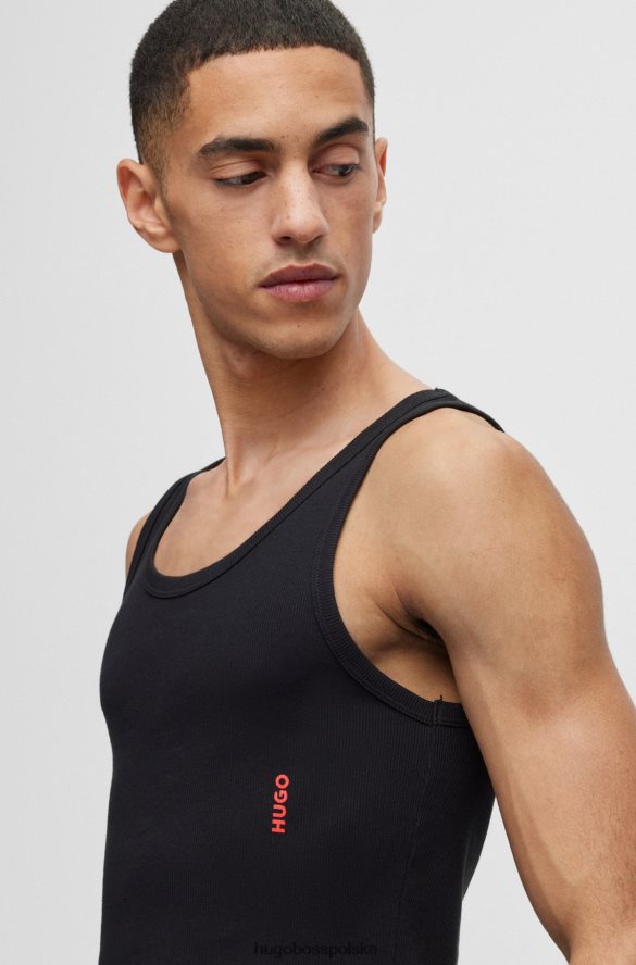 Hugo Boss hugo – dwupak kamizelek bieliźnianych z logo, z elastycznej bawełny, w kolorze białym biało-czarny R0X0H62943
