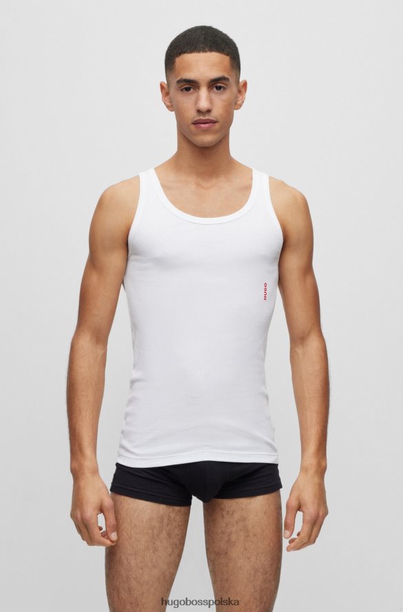 Hugo Boss hugo – dwupak kamizelek bieliźnianych z logo, z elastycznej bawełny, w kolorze białym biało-czarny R0X0H62943
