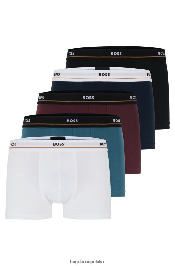 Hugo Boss hugo pięciopak czarnych spodenek z elastycznej bawełny z logo w pasie czarny/biały/czerwony R0X0H63039