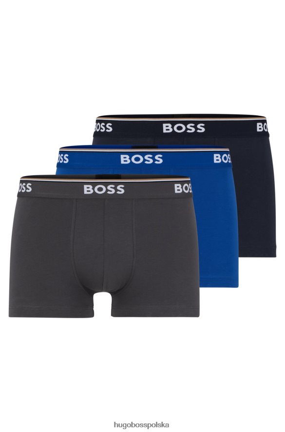 Hugo Boss hugo szaro-czarny trzypak bokserek z rozciągliwej bawełny z paskami z logo czarny/szary/niebieski R0X0H62121