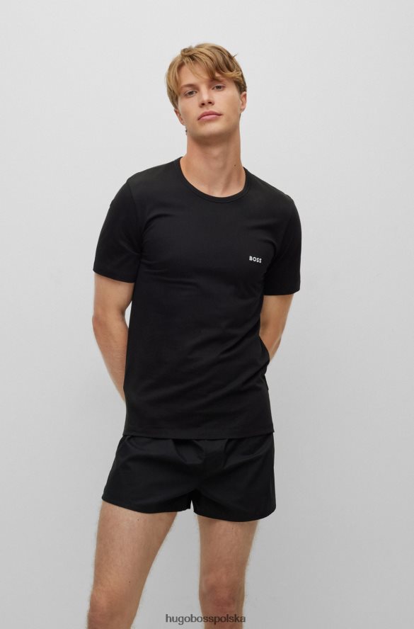 Hugo Boss hugo trzypak bieliźnianych koszulek z bawełnianego dżerseju w kolorze czarnym czarno-niebieski R0X0H61252