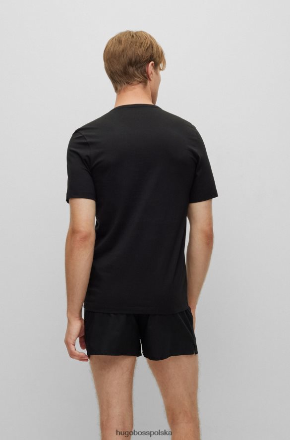 Hugo Boss hugo trzypak bieliźnianych koszulek z bawełnianego dżerseju w kolorze czarnym czarno-niebieski R0X0H61252