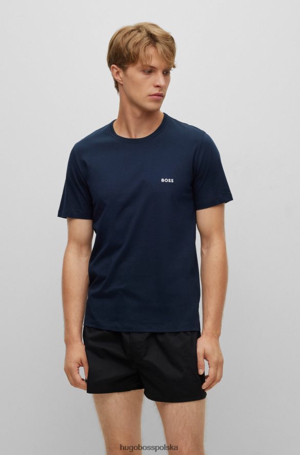 Hugo Boss hugo trzypak bieliźnianych koszulek z bawełnianego dżerseju w kolorze czarnym czarno-niebieski R0X0H61252