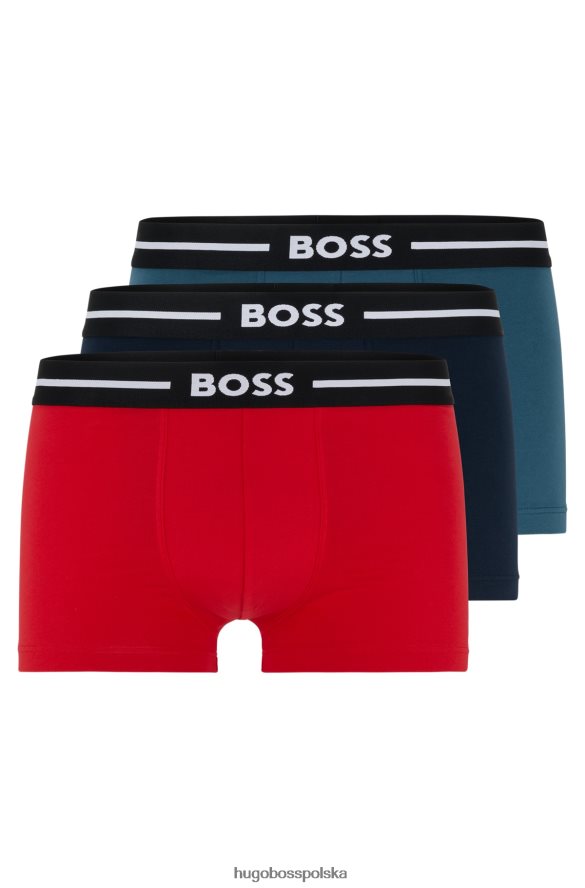 Hugo Boss hugo – trzypak bokserek z rozciągliwej bawełny z czarnymi paskami z logo Czarny czerwony R0X0H63388