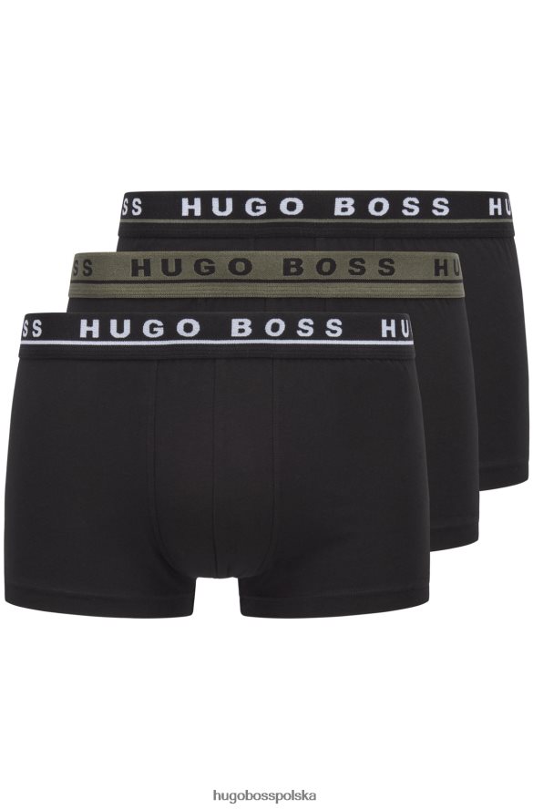 Hugo Boss hugo – trzypak czarnych spodenek z elastycznej bawełny z logo w pasie czarny R0X0H61132