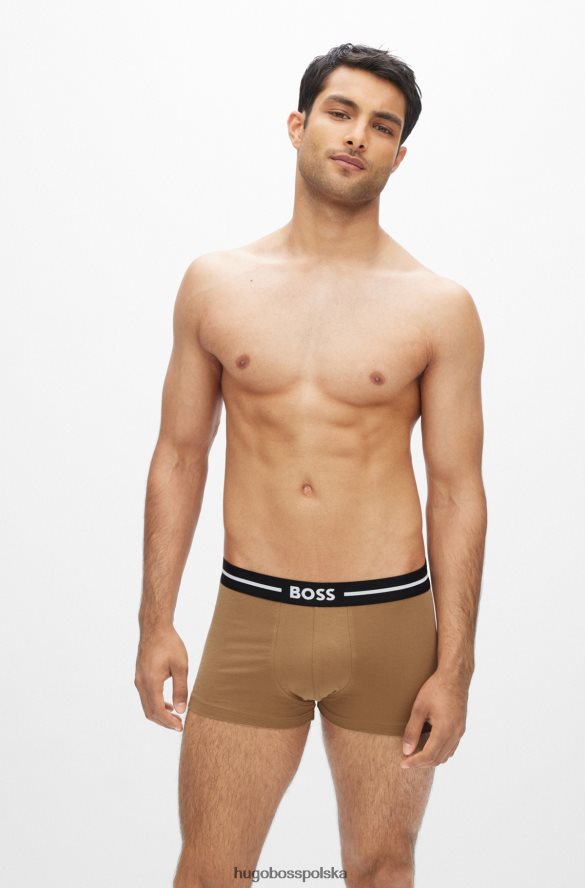 Hugo Boss hugo – trzypak czarnych spodenek z elastycznej bawełny z logo w pasie czarny/biały/beżowy R0X0H63481