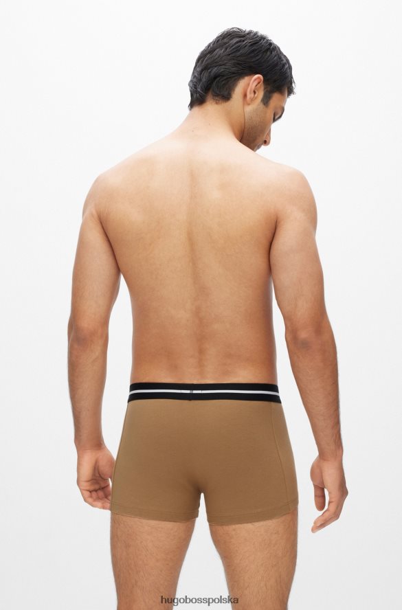 Hugo Boss hugo – trzypak czarnych spodenek z elastycznej bawełny z logo w pasie czarny/biały/beżowy R0X0H63481