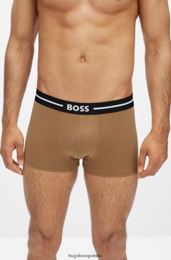 Hugo Boss hugo – trzypak czarnych spodenek z elastycznej bawełny z logo w pasie czarny/biały/beżowy R0X0H63481