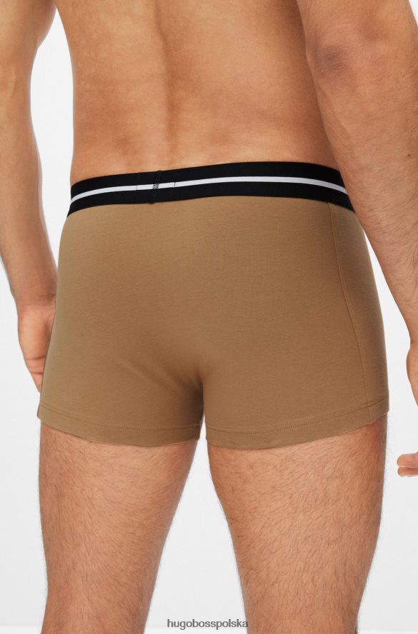 Hugo Boss hugo – trzypak czarnych spodenek z elastycznej bawełny z logo w pasie czarny/biały/beżowy R0X0H63481