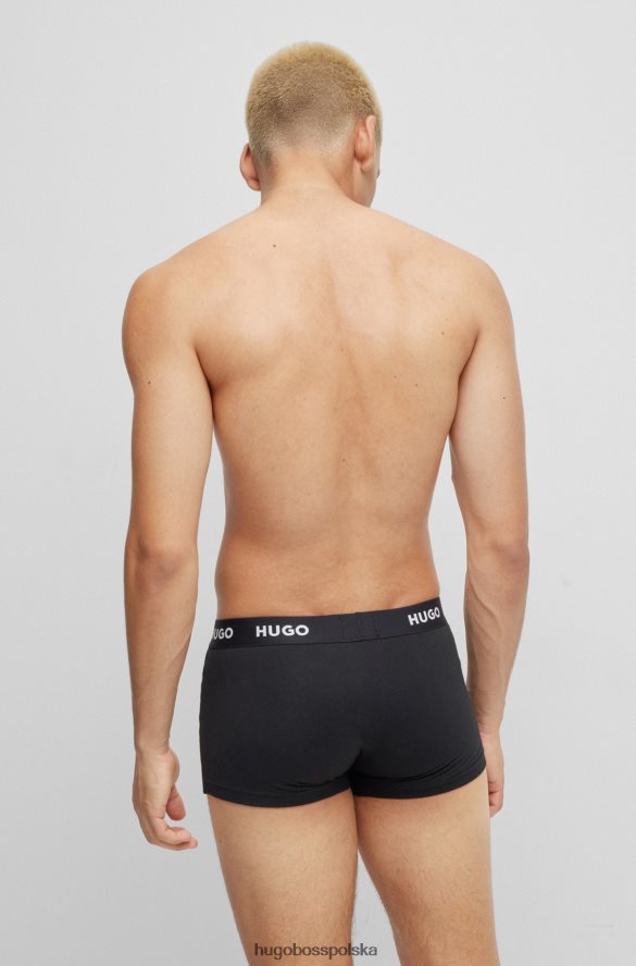 Hugo Boss hugo – trzypak czarnych spodenek z logo i paskiem, z elastycznej bawełny czarny R0X0H63164
