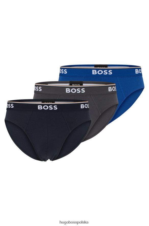 Hugo Boss hugo – trzypak majtek ze stretchu bawełnianego z paskiem z logo w kolorze niebieskim niebieski R0X0H62839