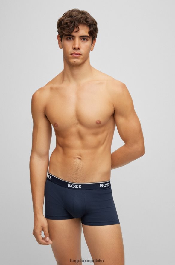 Hugo Boss hugo trzypak spodni ze stretchem bawełnianych z paskiem z logo w kolorze ciemnoniebieskim ciemny niebieski R0X0H62122