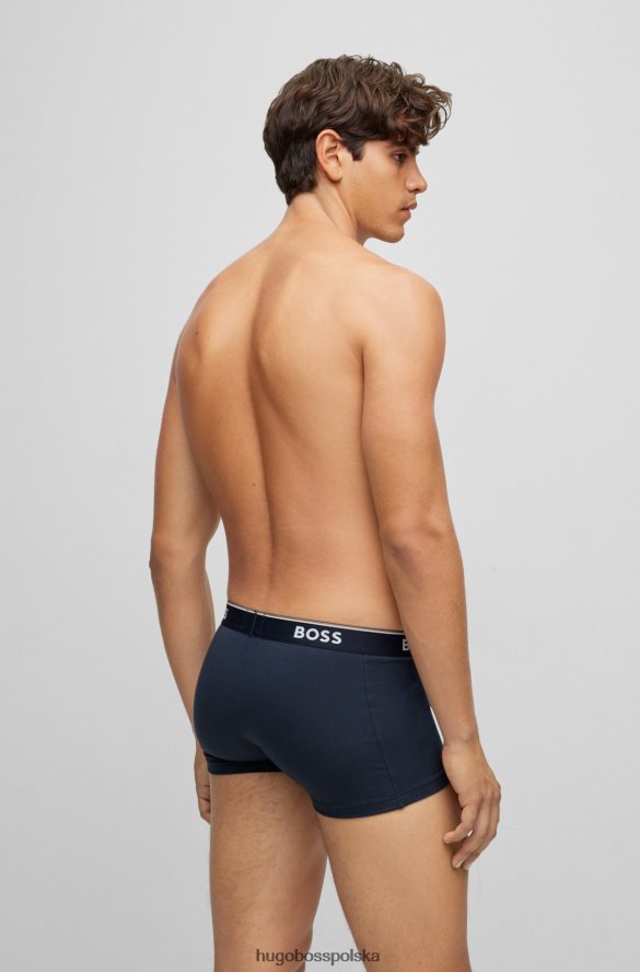 Hugo Boss hugo trzypak spodni ze stretchem bawełnianych z paskiem z logo w kolorze ciemnoniebieskim ciemny niebieski R0X0H62122