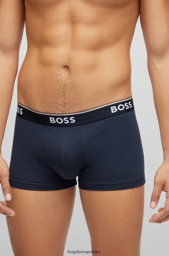 Hugo Boss hugo trzypak spodni ze stretchem bawełnianych z paskiem z logo w kolorze ciemnoniebieskim ciemny niebieski R0X0H62122
